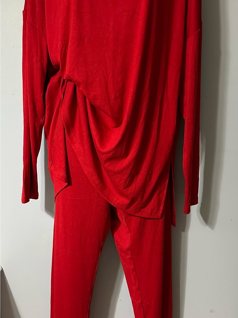 Women's Red Draped Lounge Leggings Set